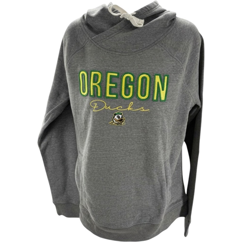 Captivating Oregon Ducks Womens Gray Pullover Hoodie Sweatshirt Large NCAA L